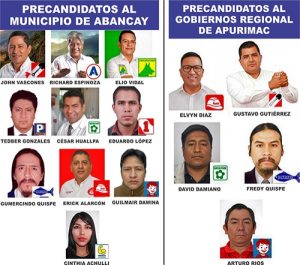 A la fecha aparecen 10 precandidatos para la alcaldía de Abancay y 5 a la Gubernatura de Apurímac