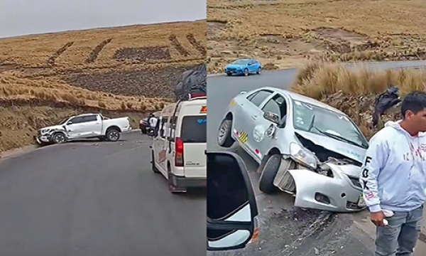 Choque entre camioneta y auto deja 2 heridos y cuantiosos daños en la vía Andahuaylas – Uripa