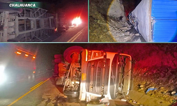 Conductor de tractocamión se salva de la muerte tras terrible accidente en San Francisco, Chalhuanca